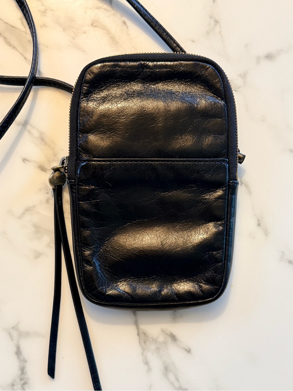 HOBO Black Leather Mini Crossbody Phone Bag